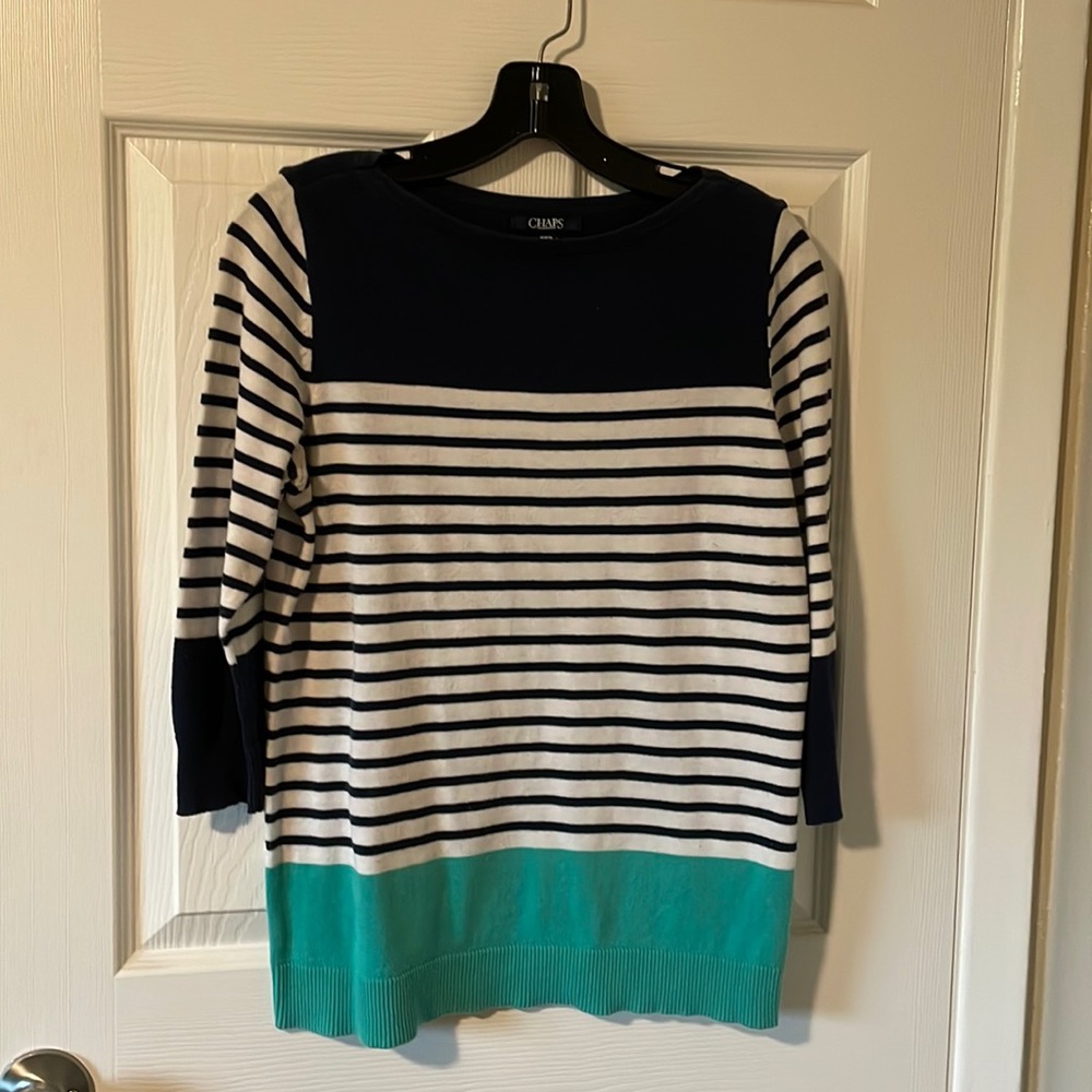 Chaps Striped/Block Color Sweater size M